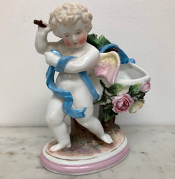 Victorian Ceramic Figure Of Cupid Carrying A Basket | Antique & Vintage | Moonee Ponds Antiques | Australia Wide Delivery