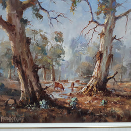 Oil On Board By Bill Ambagtsheer Titled "Grazing Near Beechworth "