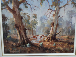 Oil On Board By Bill Ambagtsheer Titled "Grazing Near Beechworth " | Antique & Vintage | Moonee Ponds Antiques | Australia Wide Delivery