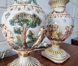 Pair of Hand Painted Capodimonte Vintage Table Lamps | Antique & Vintage | Moonee Ponds Antiques | Australia Wide Delivery