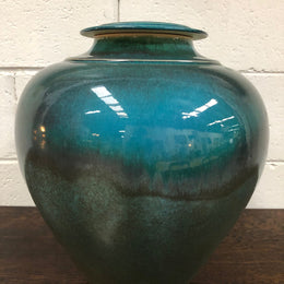 Christopher Sanders Large Blue Lidded Vase