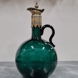 Victorian Hand Blown Green Glass Claret Jug
