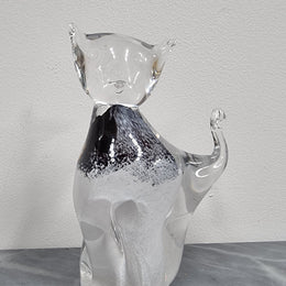 Signed Swedish Minne Fran Art Glass Cat