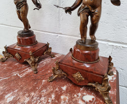 Pair of Highly Decorative French Cherub Candelabras With Bronzed Metal & Marble | Antique & Vintage | Moonee Ponds Antiques | Australia Wide Delivery