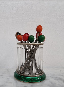 Rare French Silver and Enamel Forks Holder | Antique & Vintage | Moonee Ponds Antiques | Australia Wide Delivery
