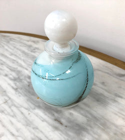 Nick Wirdnam Round White & Blue Art Glass Scent Bottle | Antique & Vintage | Moonee Ponds Antiques | Australia Wide Delivery