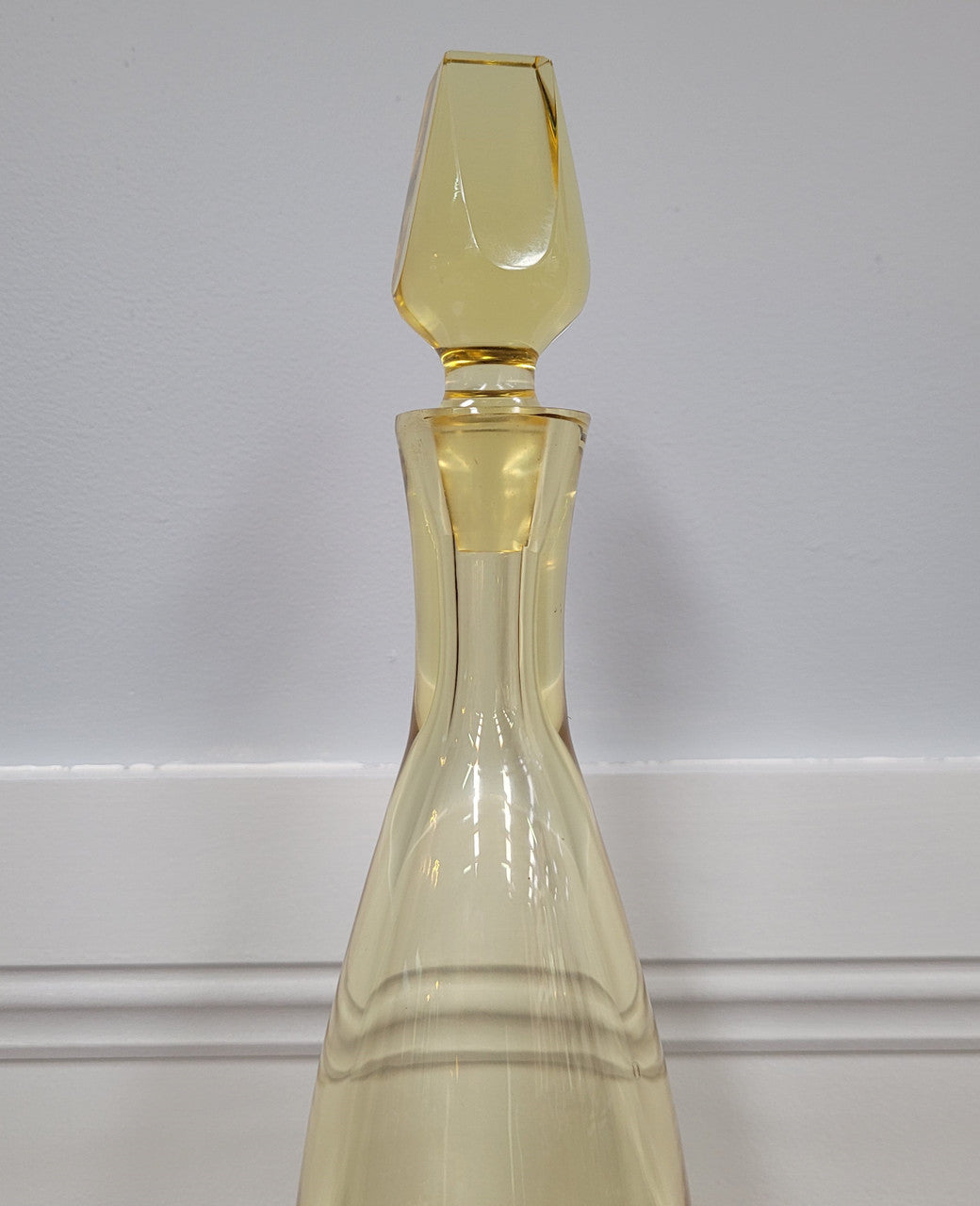 Bohemian yellow cut glass decanter. Please view photos as they help form part of the description.