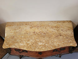 French Louis XV Style Marquetry Inlaid 2 Drawer Marble Top Commode | Antique & Vintage | Moonee Ponds Antiques | Australia Wide Delivery