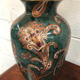 A Lovely Hand-painted Table Lamp With White Shade