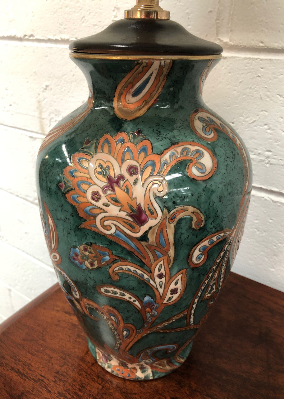 A Lovely Hand-painted Table Lamp With White Shade | Antique & Vintage | Moonee Ponds Antiques | Australia Wide Delivery