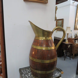 Large French Oak And Brass Banded Measuring Jug