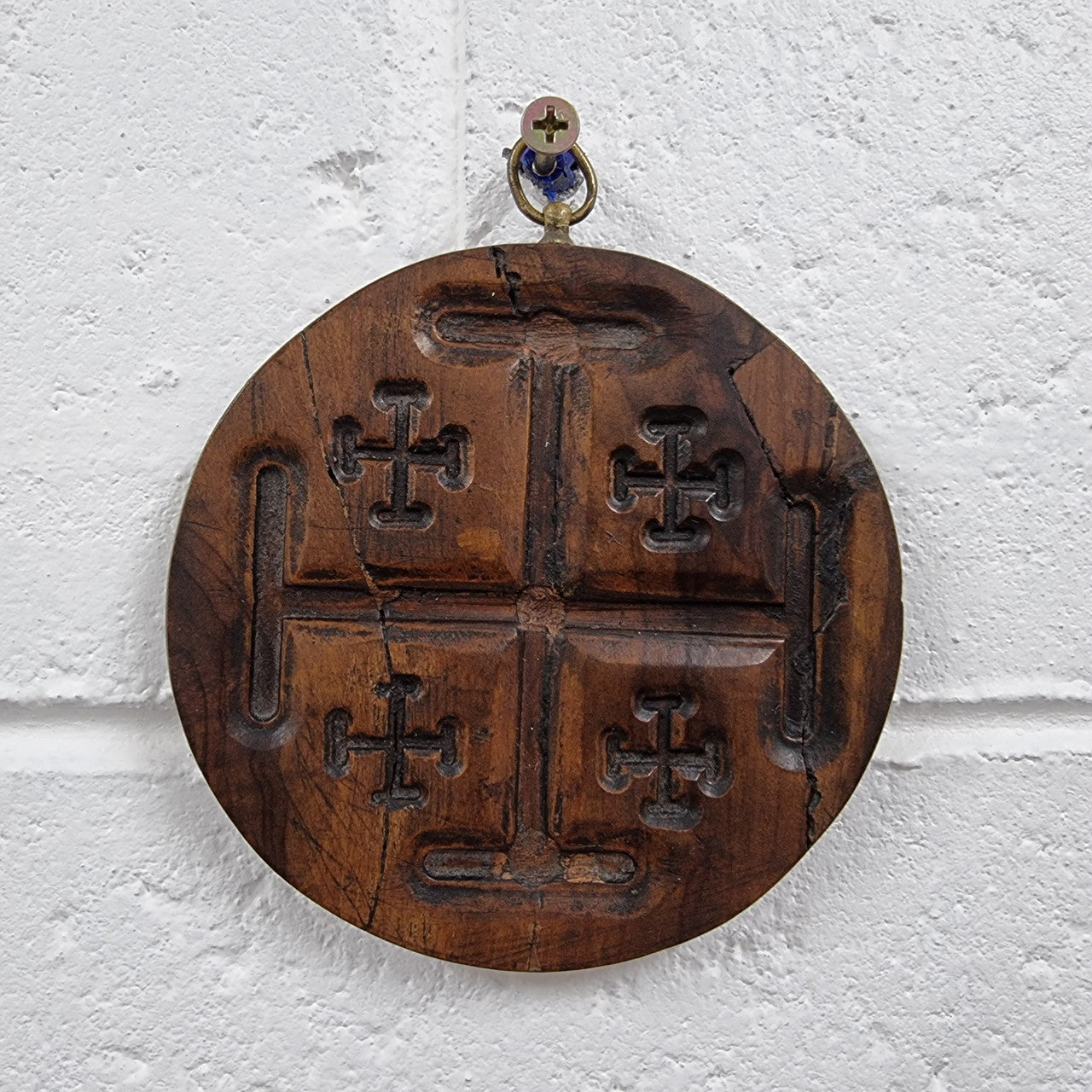 Antique hand carved Russian wooden icon dated on the back 1916. It also has a hook so it can be hung. In good original condition, please view photos as they help form part of the description.