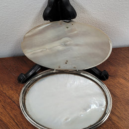 Stunning oval shaped Georgian Silver and carved Mother of Pearl Snuff Box.