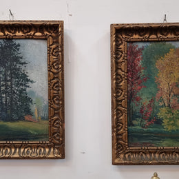 Pair of gilt framed French impressionist oil on board paintings. In good original condition. Circa 1920.