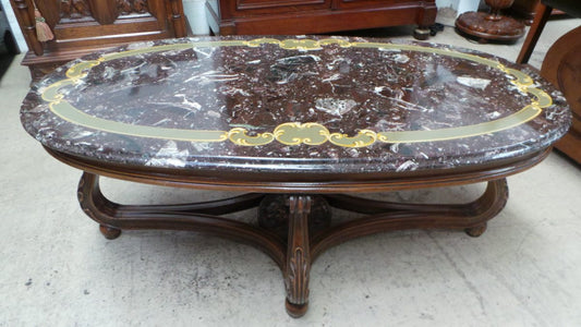 French Marble Oval Top Coffee Table