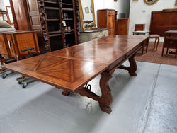 French Spanish Style Oak Parquetry Top Extension Table | Antique & Vintage | Moonee Ponds Antiques | Australia Wide Delivery