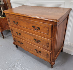 French Louis 15th Style Oak Three Drawer Chest of Drawers With Wooden Top | Antique & Vintage | Moonee Ponds Antiques | Australia Wide Delivery