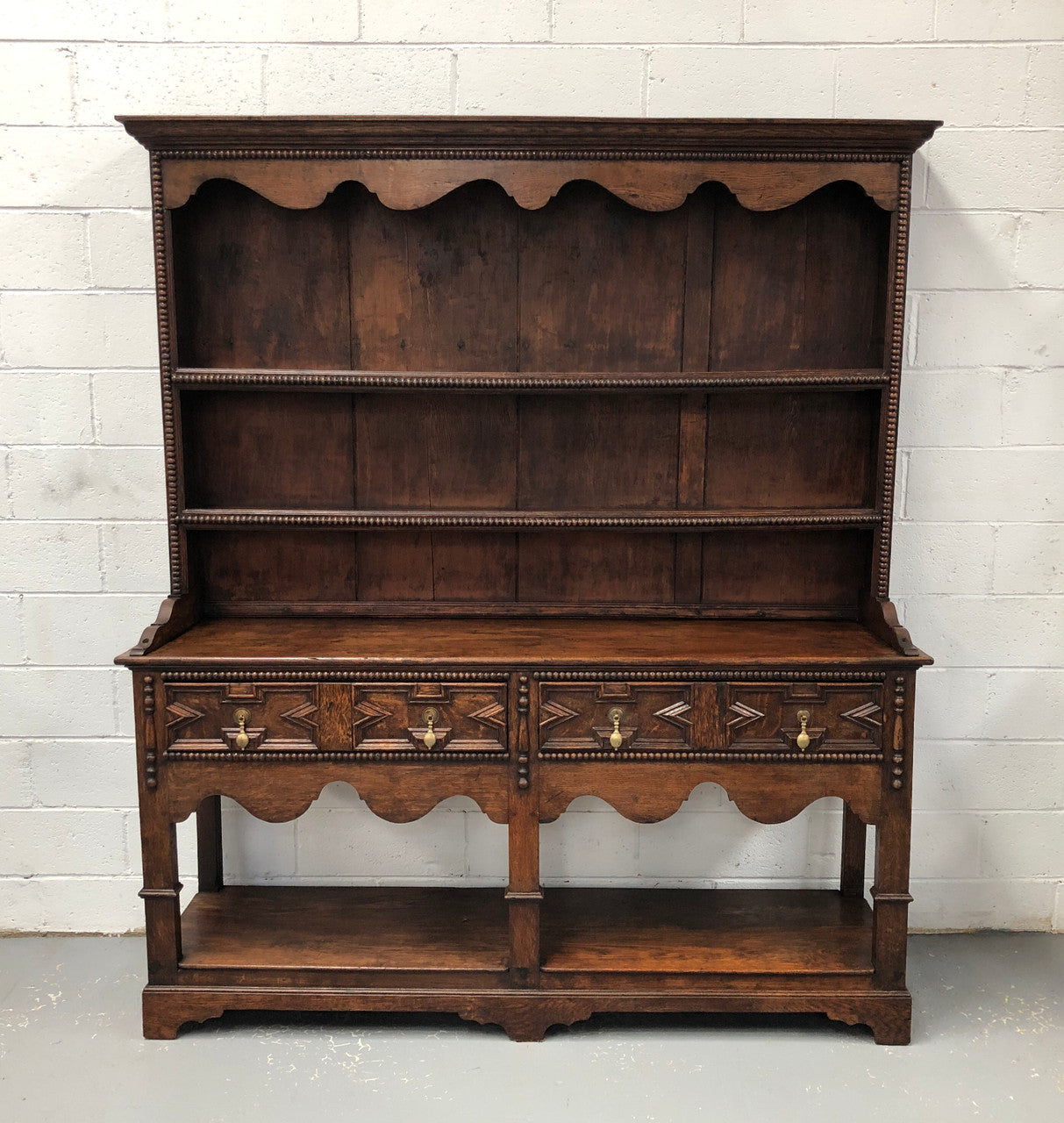 Antique Jacobean Style Dark Oak Dresser