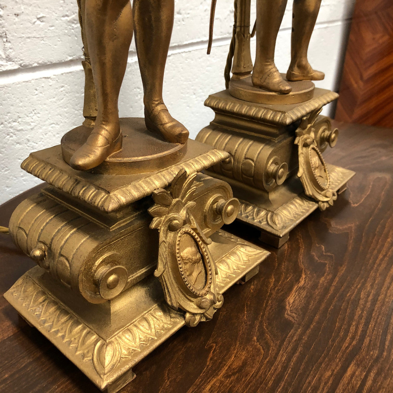 Fabulous Pair Of French Gilt Metal Table Lamps Of "The Artist" & "The Sculptor" | Antique & Vintage | Moonee Ponds Antiques | Australia Wide Delivery