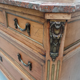 A Fabulous Continental 19th Century Walnut Three Drawer Commode
