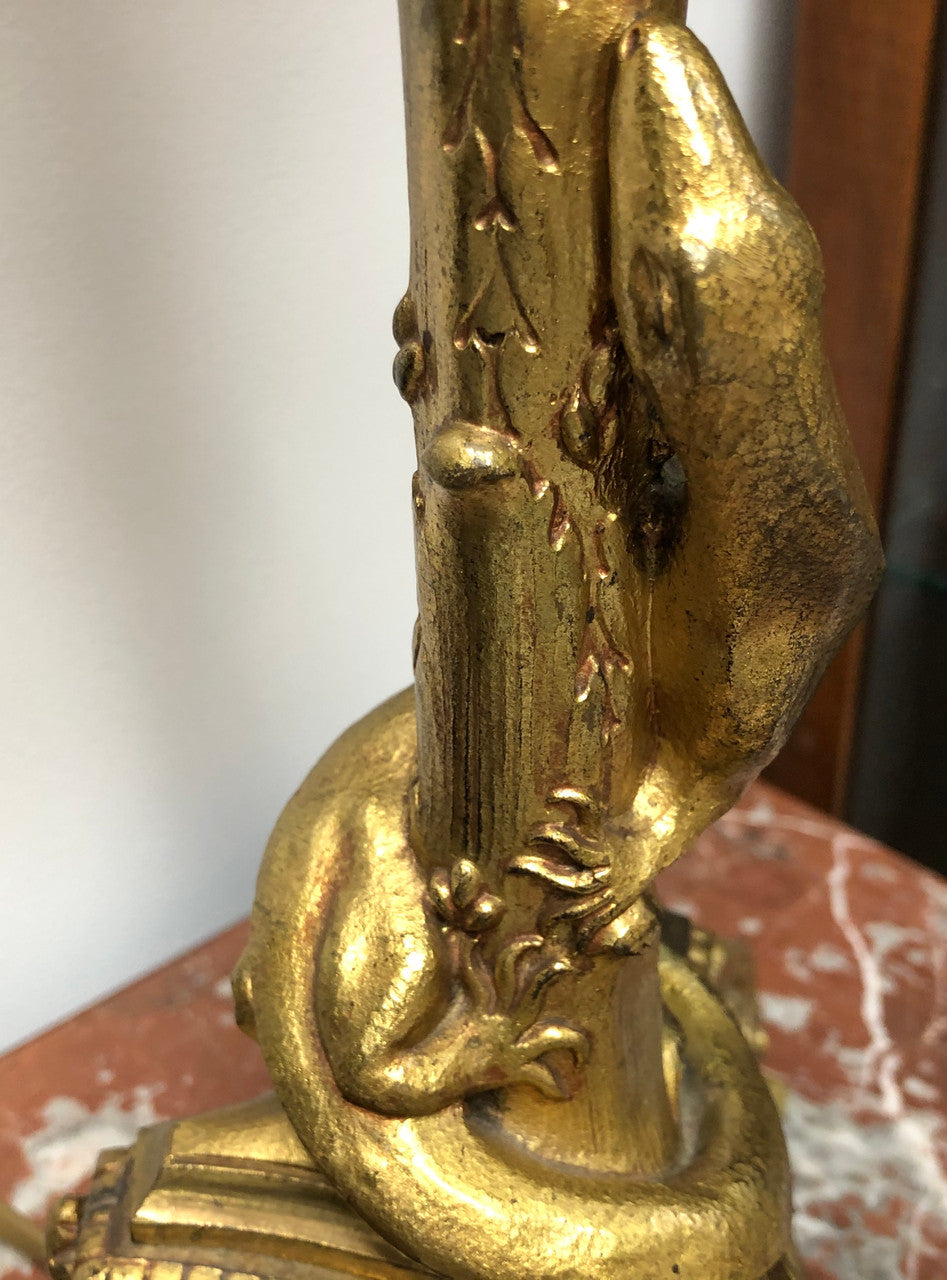 Antique French Ormolu Belle Epoque Lamp Depicting A Lizard | Antique & Vintage | Moonee Ponds Antiques | Australia Wide Delivery