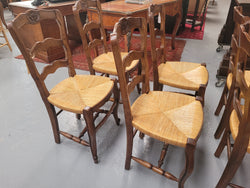 Set of 6 Louis XV Style French Oak Rush Seated Dining Chairs | Antique & Vintage | Moonee Ponds Antiques | Australia Wide Delivery