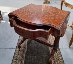 Stunning Marquetry Inlaid Extendable Side Table | Antique & Vintage | Moonee Ponds Antiques | Australia Wide Delivery