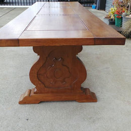 Large French Monastery Dining Table With A Stretcher Base