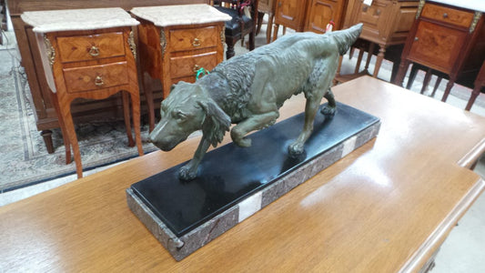 French Spelter Dog Statue