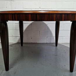 French Art Deco Macassar Ebony circular dining table by "Jules Leleu". In very good original detailed condition.