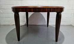 French Art Deco Macassar Ebony Circular Dining Table by "Jules Leleu" | Antique & Vintage | Moonee Ponds Antiques | Australia Wide Delivery