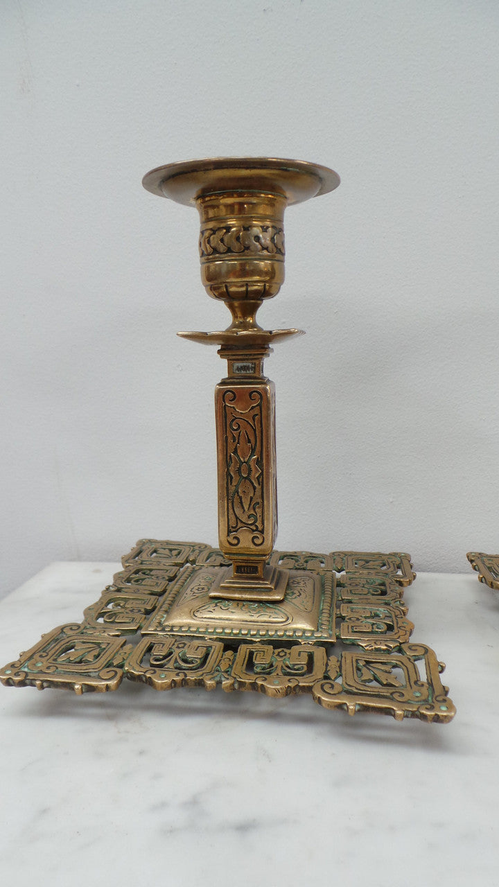 A Pair Of Antique Signed French Bronze Candelabras