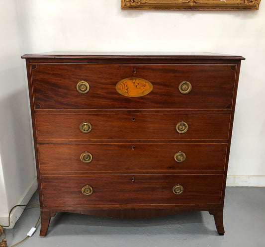 Georgian  Inlaid Mahogany Secretaire