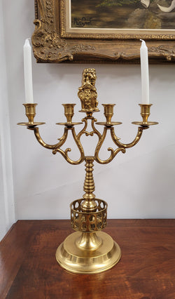 Pair of Large Antique French Brass Candelabras with Lions | Antique & Vintage | Moonee Ponds Antiques | Australia Wide Delivery