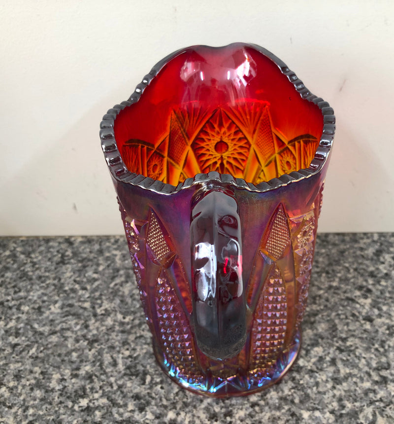 Amberina Color Carnival Glass Jug
