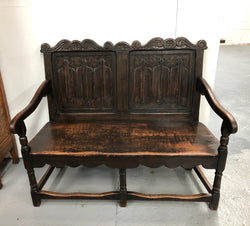 French 19th Century Oak Hallway Bench Seat | Antique & Vintage | Moonee Ponds Antiques | Australia Wide Delivery