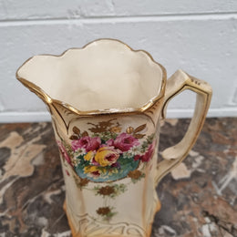 Victorian Tall Jug With Rose & Gilt Decoration
