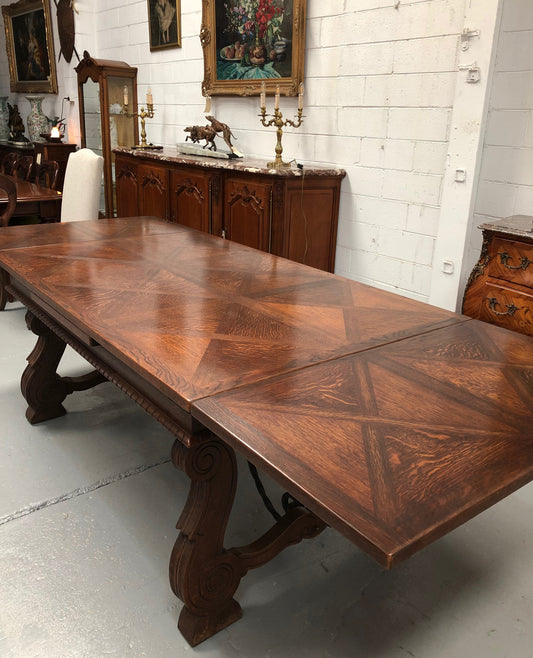 French Dark Oak Spanish Style Dining Table