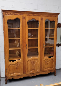 French Louis XV Style Light Oak Three Door Bookcase | Antique & Vintage | Moonee Ponds Antiques | Australia Wide Delivery