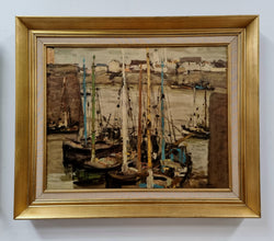 Fabulous Signed Vintage Boat Scene Oil Painting | Antique & Vintage | Moonee Ponds Antiques | Australia Wide Delivery