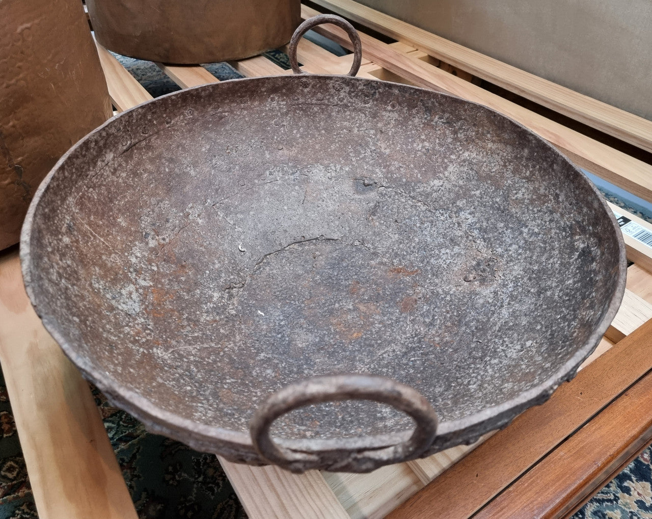 Early 19th Century rustic cast iron handled pan with a rich patina. It is in good original condition.