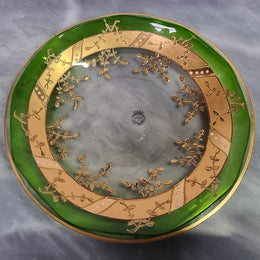Small Green And Gold Moser Glass Plate