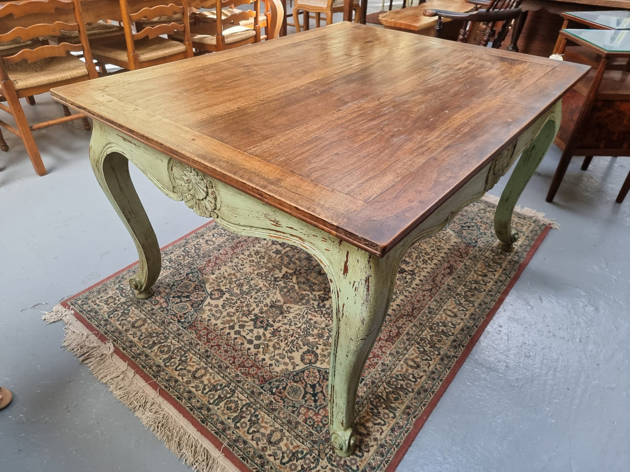 19th Century French Walnut Dining Table With Painted Base | Antique & Vintage | Moonee Ponds Antiques | Australia Wide Delivery