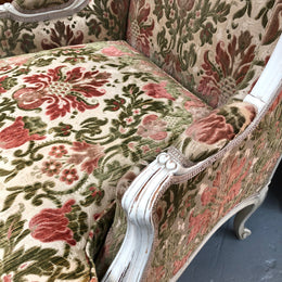 French Painted Upholstered Wing Back Armchair