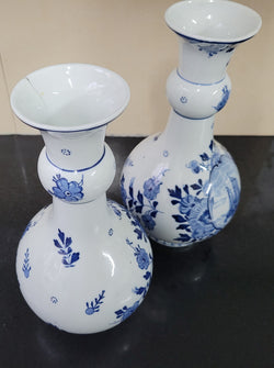 Pair of Victorian Delft Blue Hand Painted Vases | Antique & Vintage | Moonee Ponds Antiques | Australia Wide Delivery