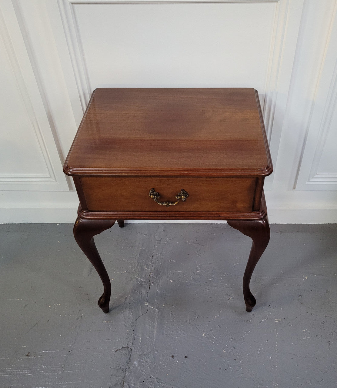 Vintage Mahogany Single Drawer Cabriole Leg Bedside Table | Antique & Vintage | Moonee Ponds Antiques | Australia Wide Delivery