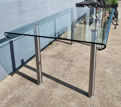 Striking & Distinctive Vintage FIAM Italia Designer Curved Edge Glass Desk | Antique & Vintage | Moonee Ponds Antiques | Australia Wide Delivery