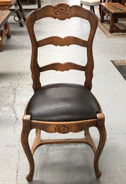 Set of 4 French Ladder Back Dining Chairs With Leather Seat | Antique & Vintage | Moonee Ponds Antiques | Australia Wide Delivery