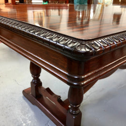 Mahogany Tudor Style Dining Table With Carved Edge