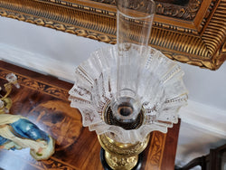Victorian Banquet Lamp “Globe Vulcan” With Original Acid Etched Shade | Antique & Vintage | Moonee Ponds Antiques | Australia Wide Delivery
